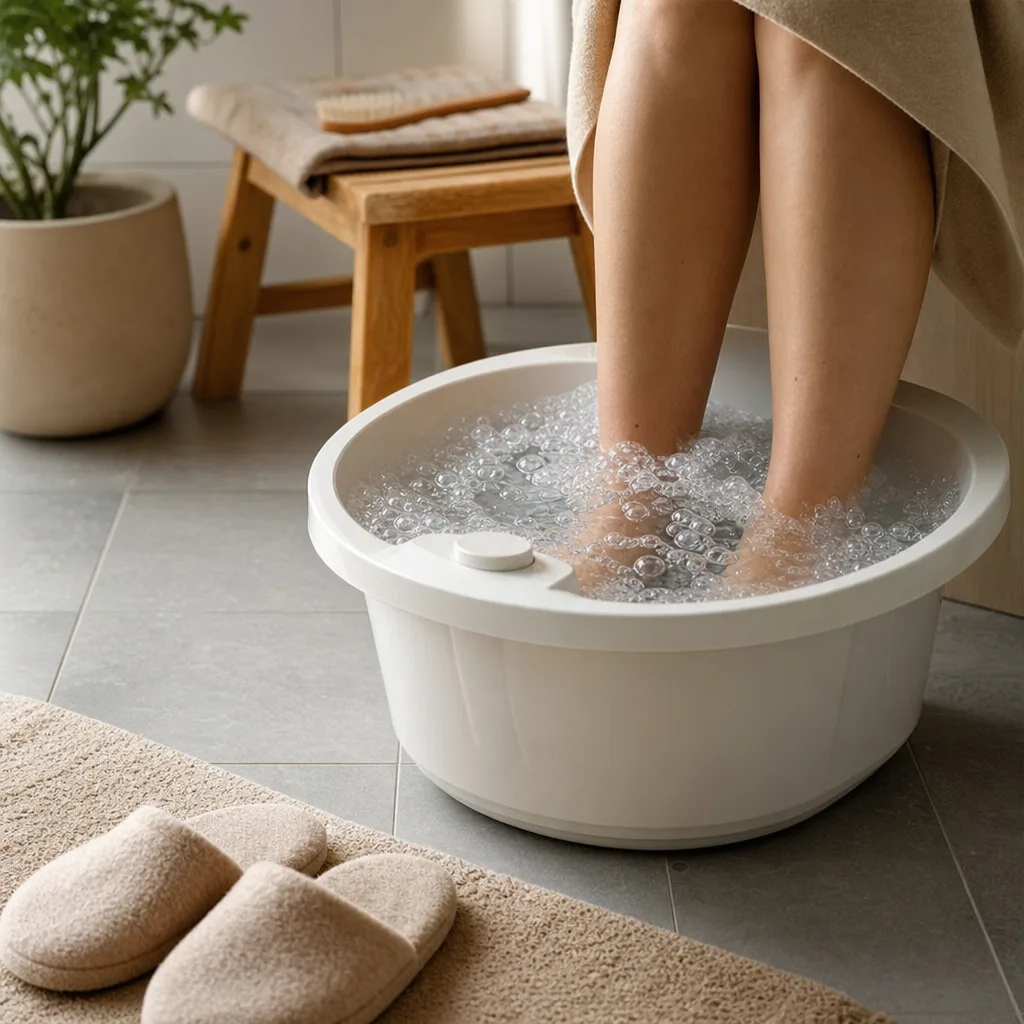 Bubblorna ger fotbadet en extra känsla av spa hemma.