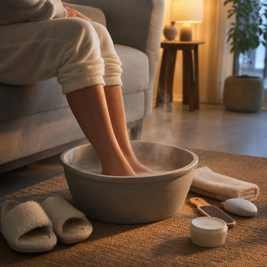 Vattnet hålls varmt genom hela stunden i fotbadet.