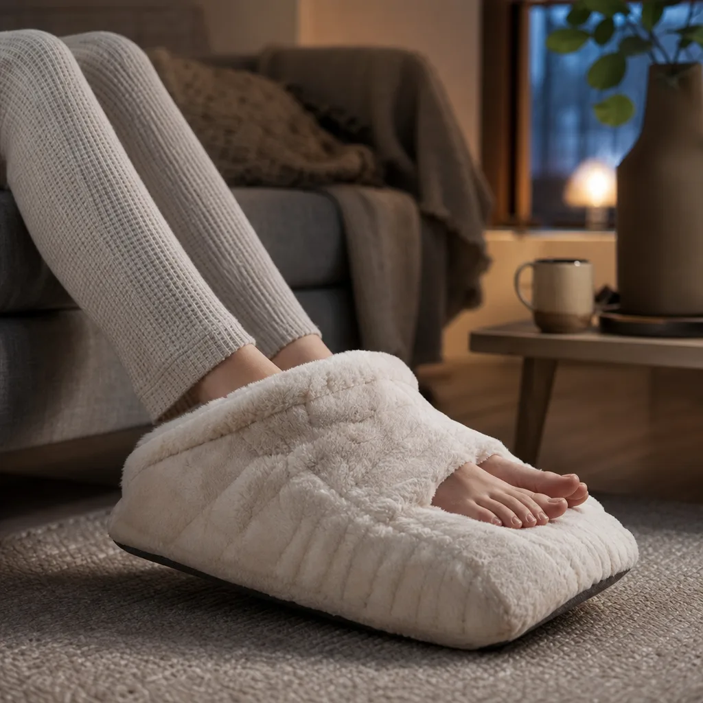 Kalla fötter blir varma på soffan en vinterkväll.